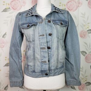 Rock & Republic Hitchhiker Studded Denim Jacket Light Wash Size Small S womens